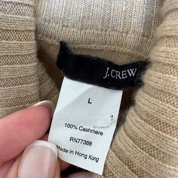 J. Crew 100% Cashmere Turtleneck Sweater in Tan Size Large - Picture 8 of 8